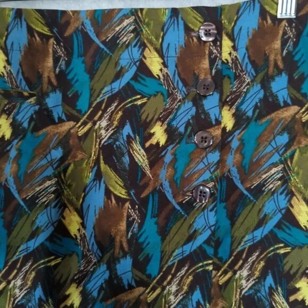 Christopher & Banks Women SZ 4 Brown/Teal Floral Moleskin A-Line Maxi Skirt NWOT